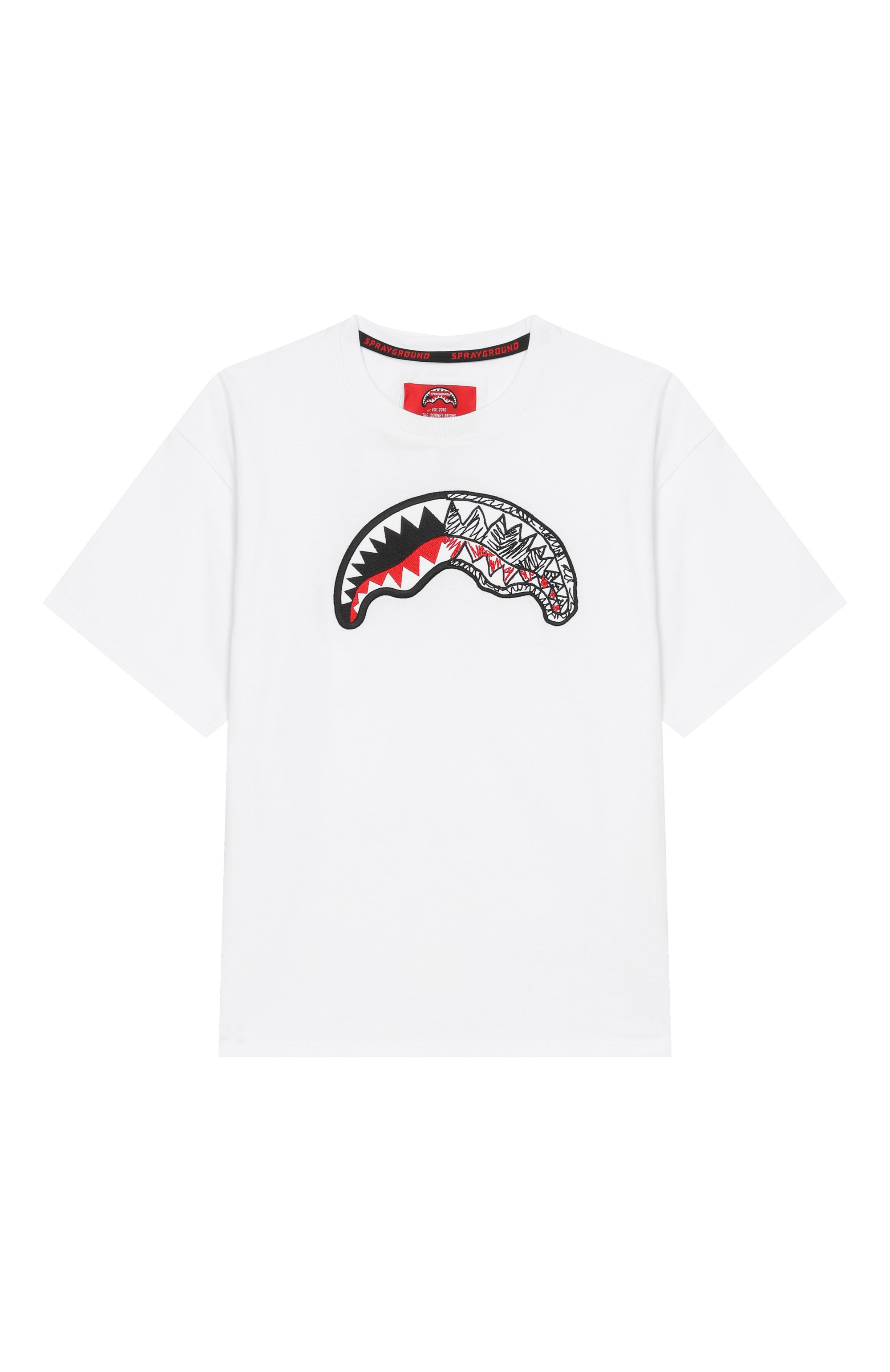 Хлопковая футболка SPRAYGROUND, арт. SPY1413WHT/SKETCH SHARK WHITE 0VER T-SHIRT, фото 1