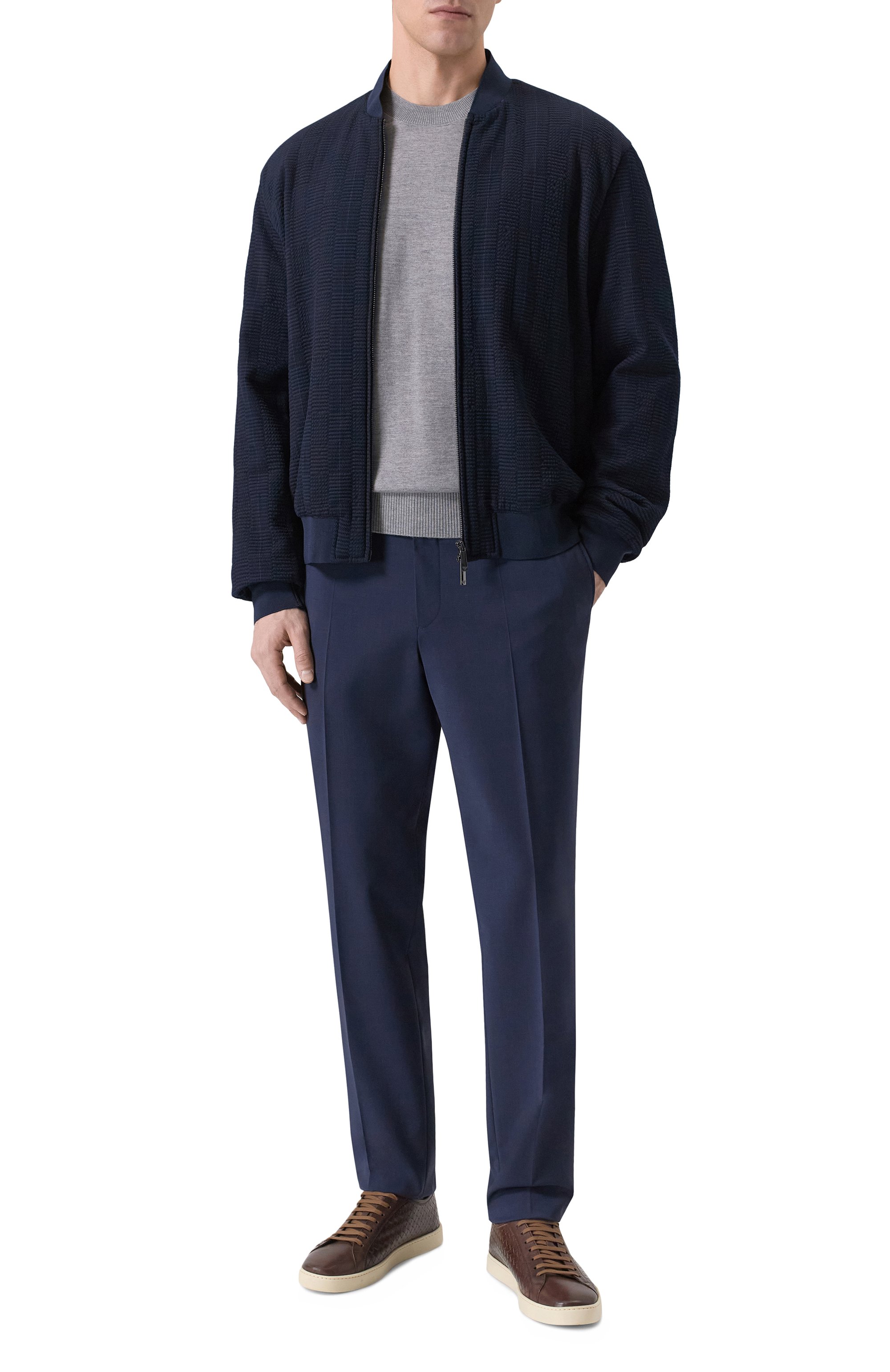 Брюки BOSS темно-синего цвета по цене 29950 руб., арт. 50556758, фото 2 Брюки BOSS, арт. 50556758, фото 2