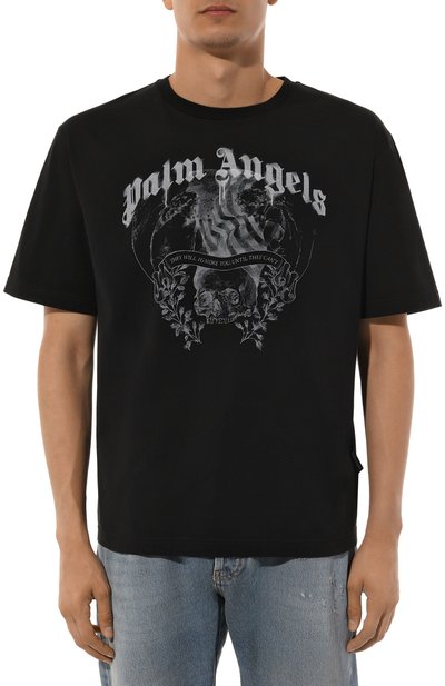 Хлопковая футболка PALM ANGELS, арт. PMAA089F24JER007, фото 3