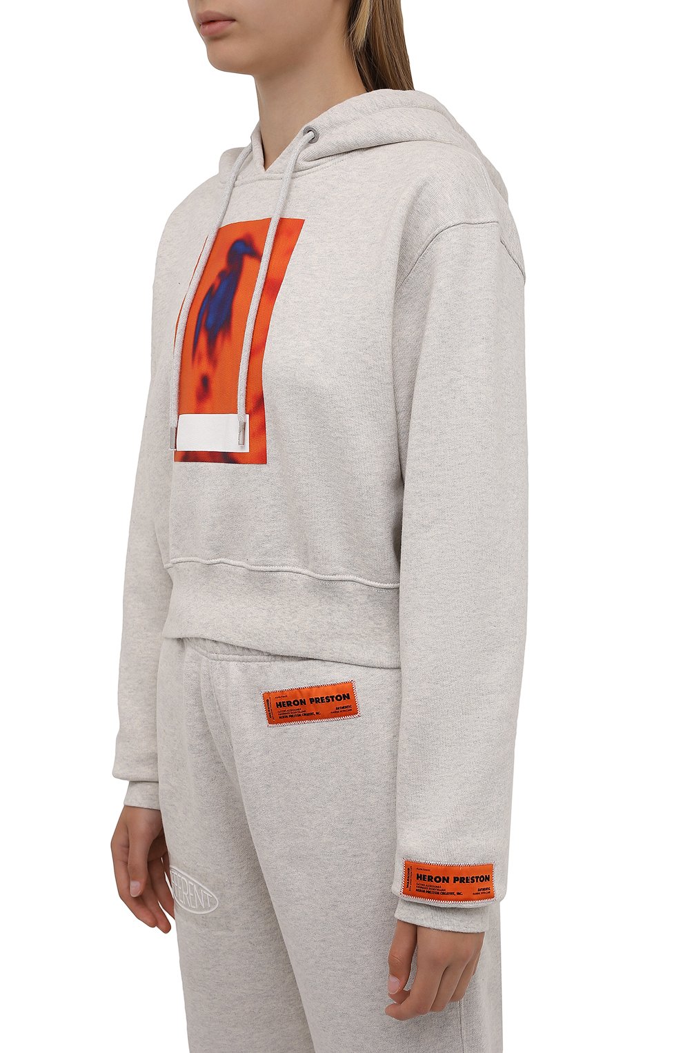 Хлопковое худи HERON PRESTON серого цвета по цене 44450 руб., арт. HWBB021F21JER0010822, фото 3 Хлопковое худи HERON PRESTON, арт. HWBB021F21JER0010822, фото 3
