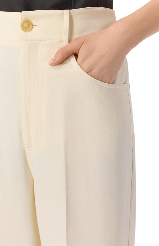 Брюки из вискозы и льна Erika Cavallini P6SL02 Кремовый  P6SL02 Фото 5