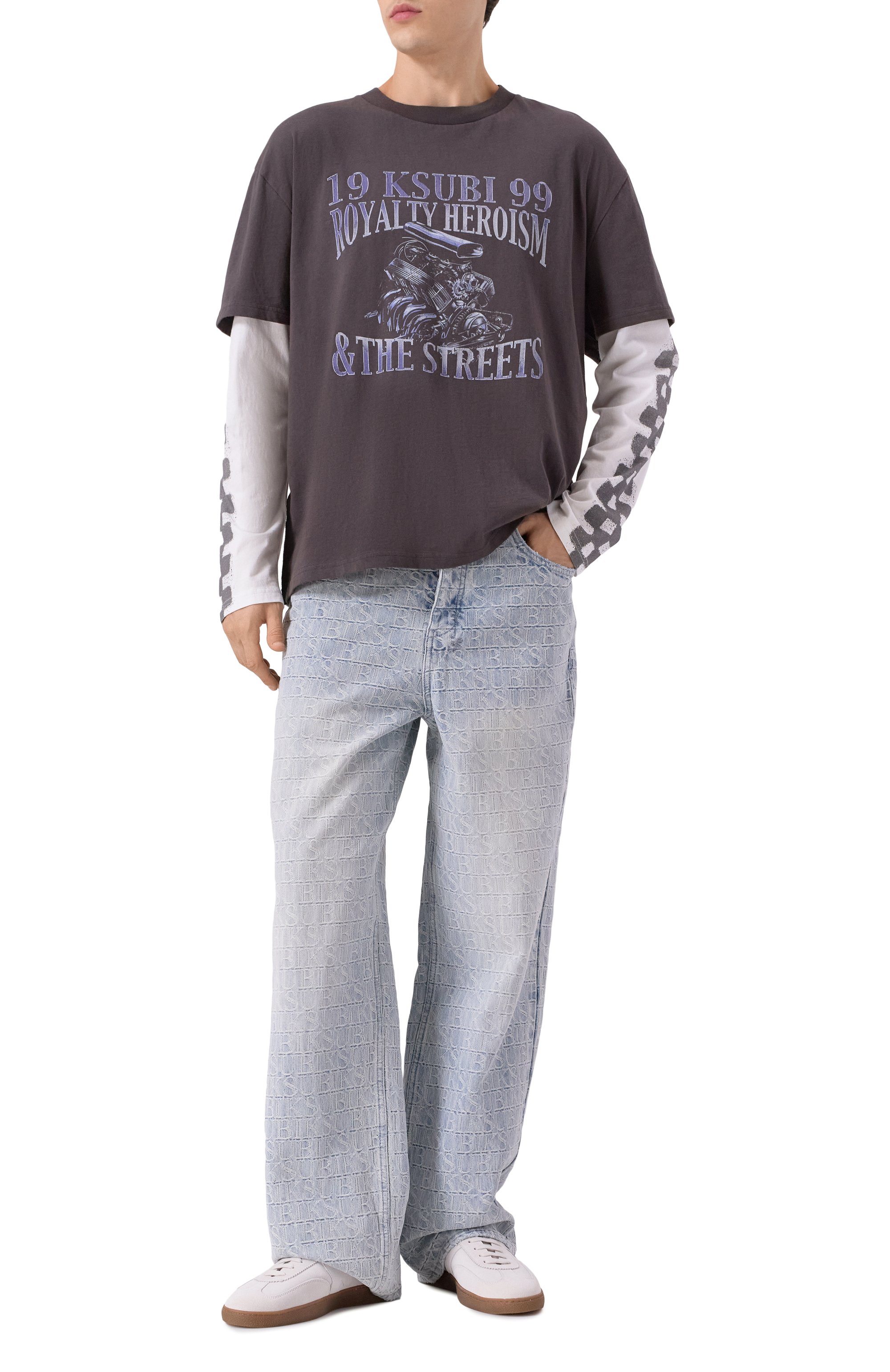 Джинсы KSUBI голубого цвета по цене 41750 руб., арт. MPF25DJ021, фото 2 Джинсы KSUBI, арт. MPF25DJ021, фото 2