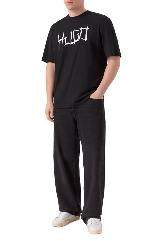 Хлопковая футболка HUGO Blue 50554350 Чёрный  50554350 Фото 2