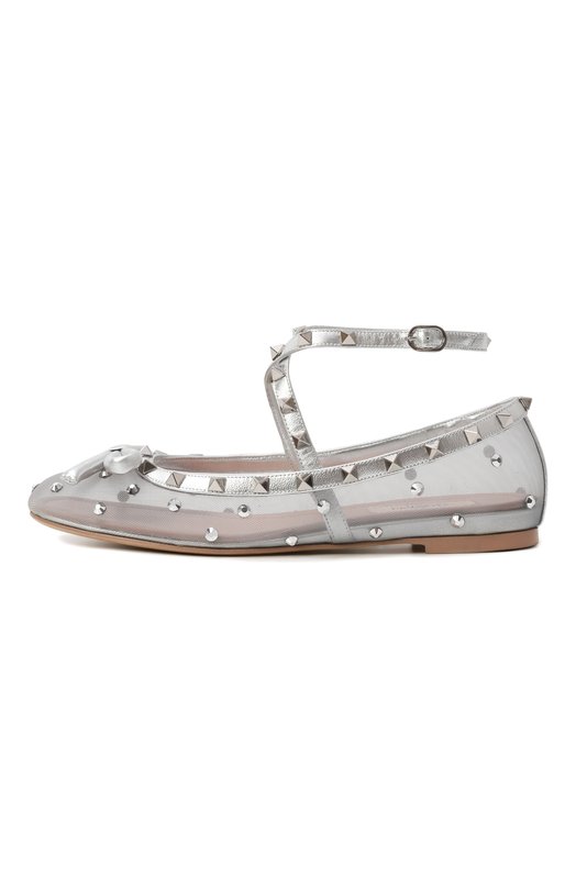 Текстильные балетки Rockstud Valentino 5W2S0HB6/UQX Серебряный  5W2S0HB6/UQX Фото 4