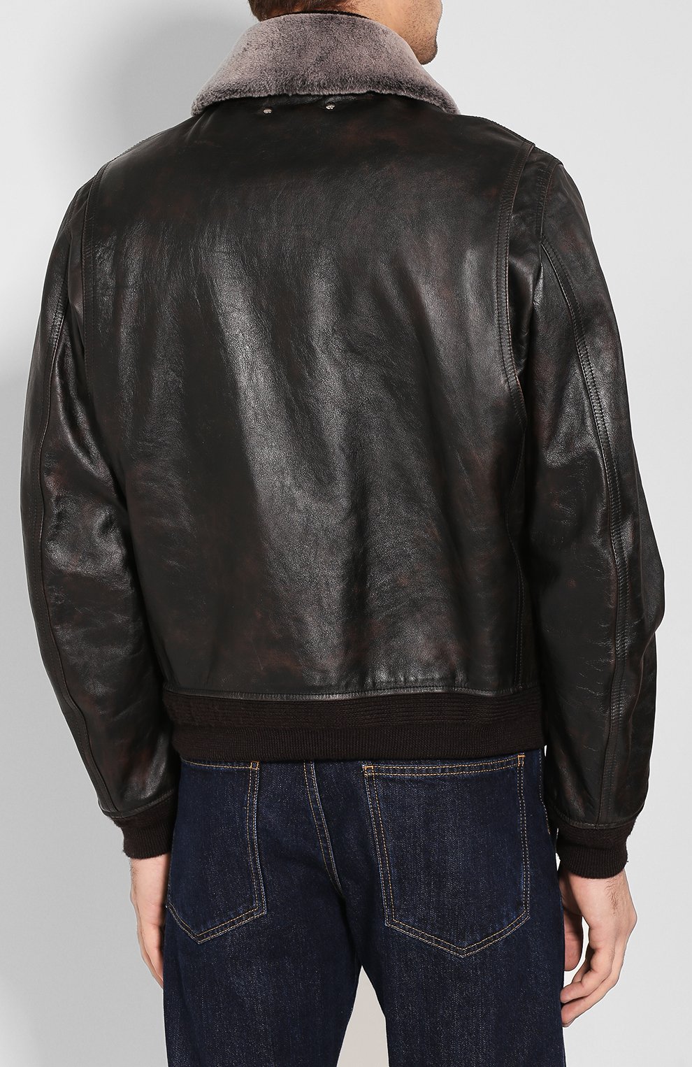 Кожаный бомбер с меховой отделкой BERLUTI коричневого цвета по цене 548500 руб., арт. R16LBL53-001, фото 4 Кожаный бомбер с меховой отделкой BERLUTI, арт. R16LBL53-001, фото 4