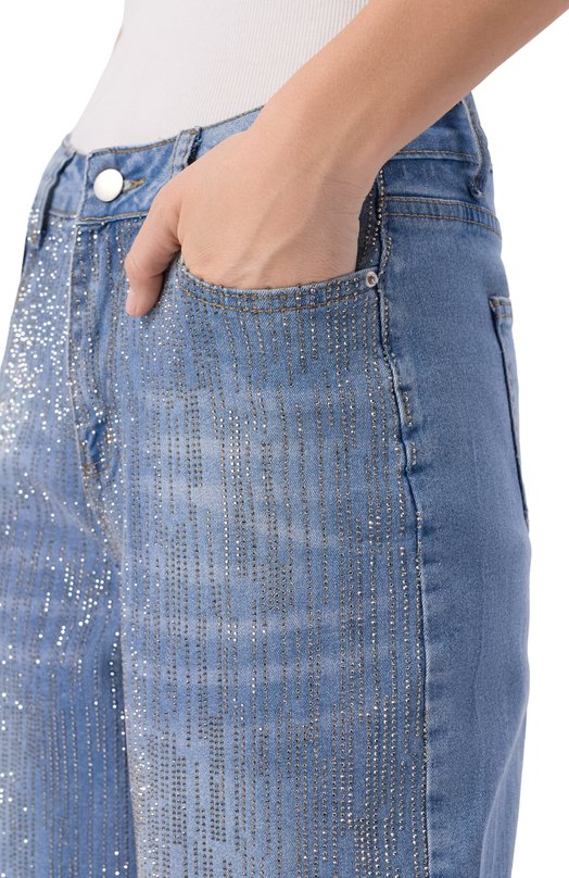 Джинсы с отделкой стразами Sasha Kim SK-00001793 Голубой  SK-00001793 Фото 5