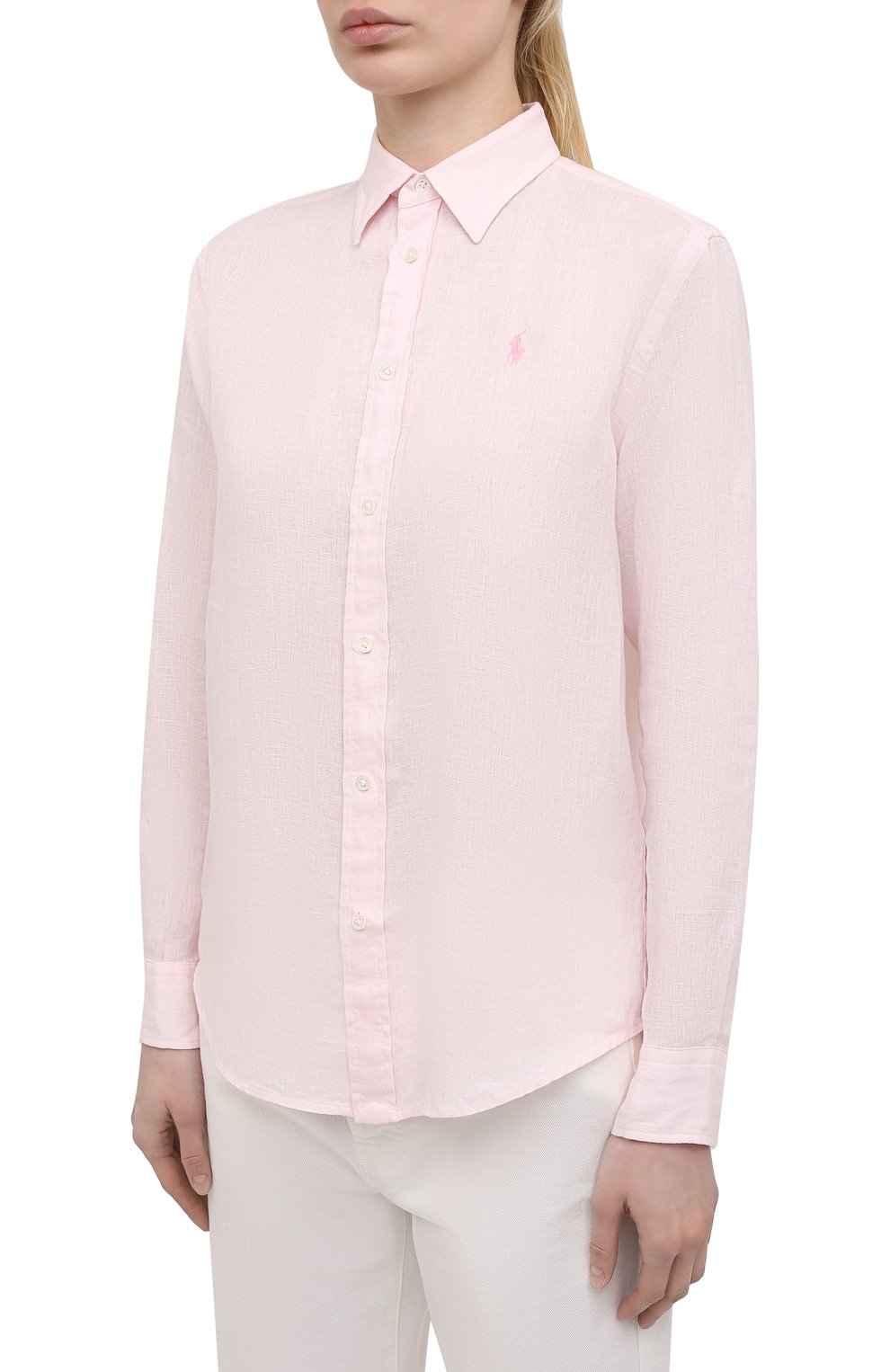 Льняная рубашка POLO RALPH LAUREN светло-розового цвета по цене 14650 руб., арт. 211827658, фото 3 Льняная рубашка POLO RALPH LAUREN, арт. 211827658, фото 3
