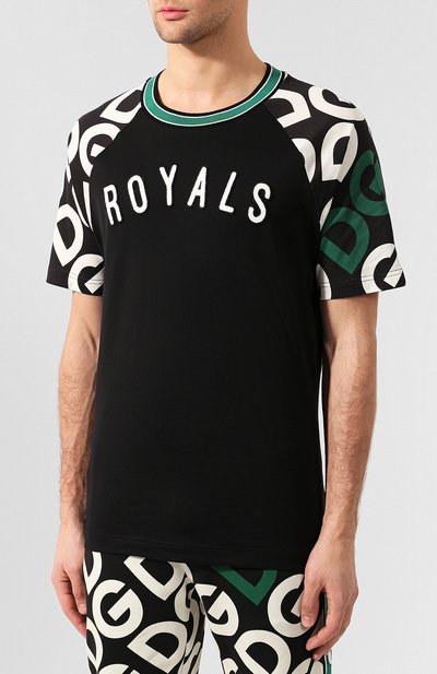 Хлопковая футболка DOLCE & GABBANA черного цвета по цене 61950 руб., арт. G8KQ6Z/G7T0Q, фото 3 Хлопковая футболка DOLCE & GABBANA, арт. G8KQ6Z/G7T0Q, фото 3