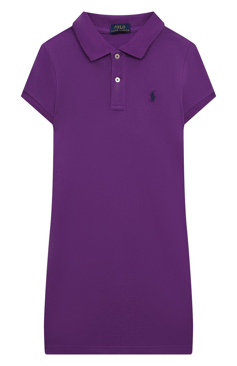 Детское хлопковое платье POLO RALPH LAUREN фиолетового цвета, арт. 313812021 | Фото 1 (Рукава: Короткие; Материал внешний: Хлопок; Девочки Кросс-КТ: Платье-одежда; Случай: Повседневный; Материал сплава: Проставлено; Драгоценные камни: Проставлено; Ростовка одежда: 8 лет | 128 см, 13 - 15 лет | 158 см)
