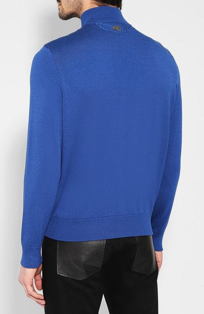 Кардиган из смеси хлопка и шелка с отделкой из кожи крокодила ZILLI, арт. MBR-BL155-LUCR1/ML02/CNIL, фото 4