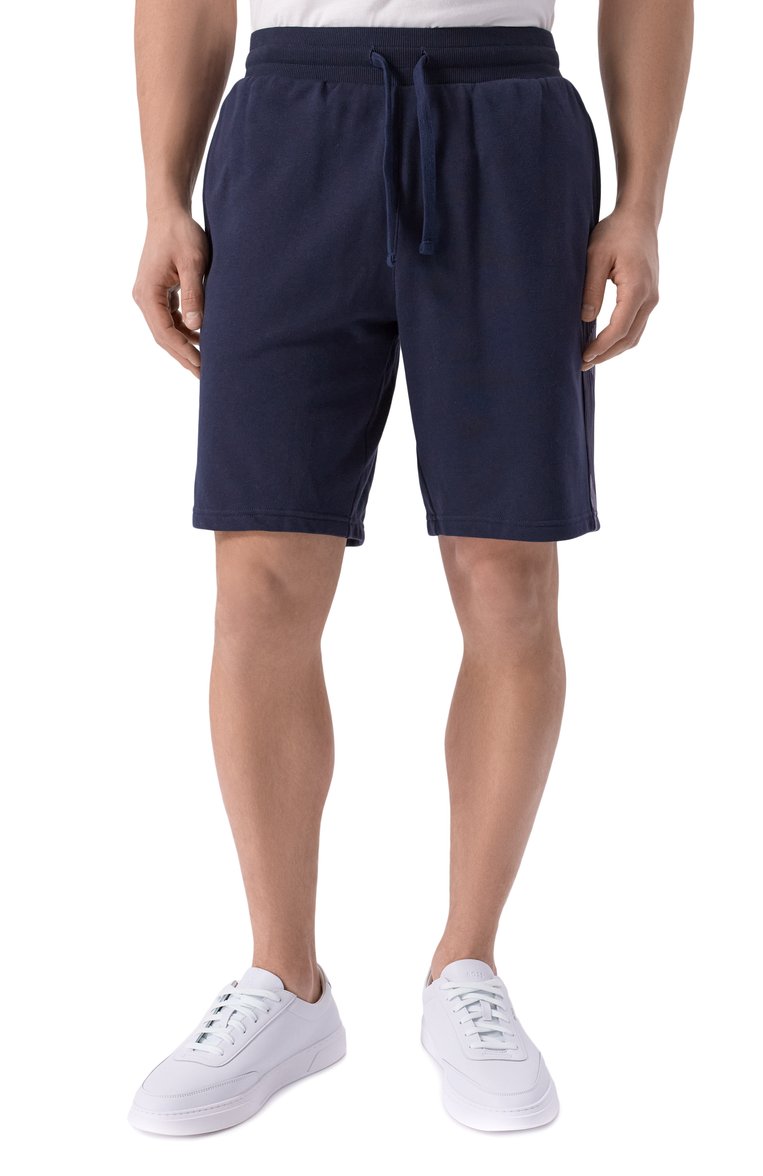 Мужские хлопковые шорты EMPORIO ARMANI темно-синего цвета, арт. EM000495/AF10781 | Фото 3 (Материал сплава: Проставлено; Материал внешний: Хлопок; Кросс-КТ: домашняя одежда; Нос: Не проставлено)