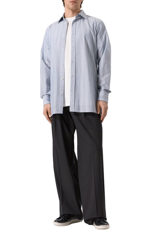 Хлопковая рубашка Maison Margiela S50DT0048/M35281 Голубой  S50DT0048/M35281 Фото 2