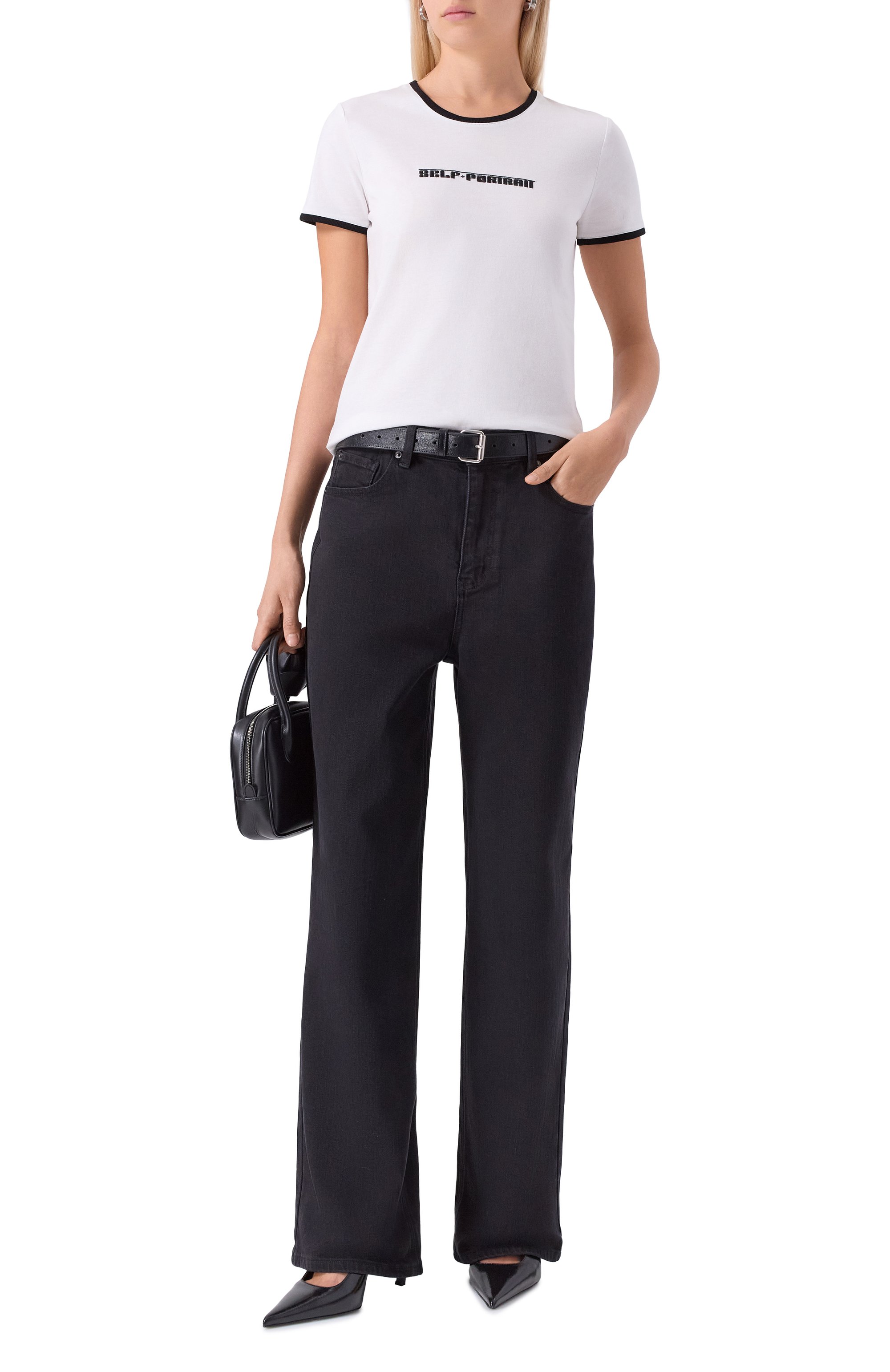 Футболка SELF-PORTRAIT белого цвета по цене 23200 руб., арт. PF25109TW, фото 2 Футболка SELF-PORTRAIT, арт. PF25109TW, фото 2