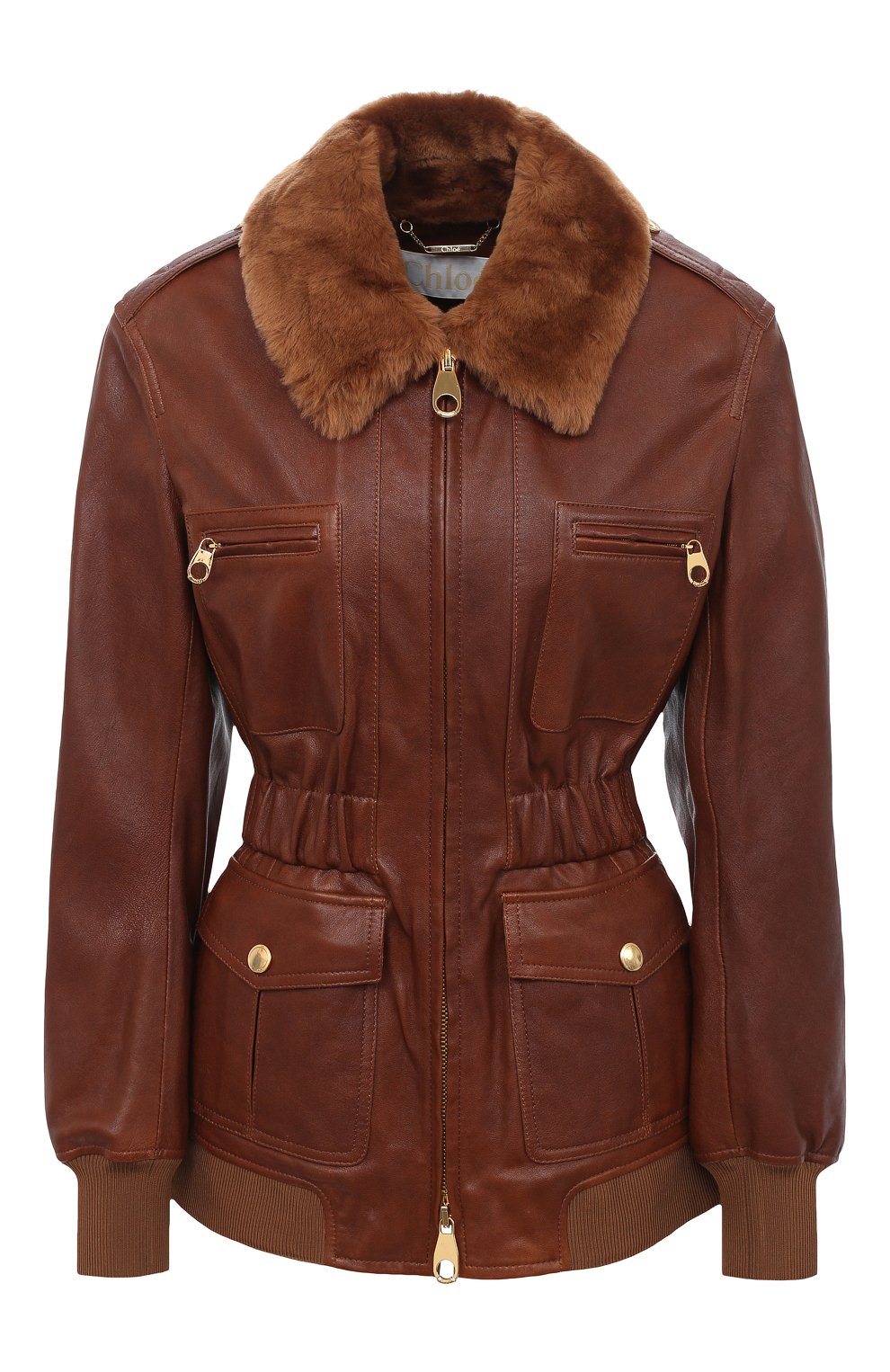 Кожаная куртка CHLOÉ коричневого цвета по цене 516000 руб., арт. CHC20ACV06205, фото 1 Кожаная куртка CHLOÉ, арт. CHC20ACV06205, фото 1