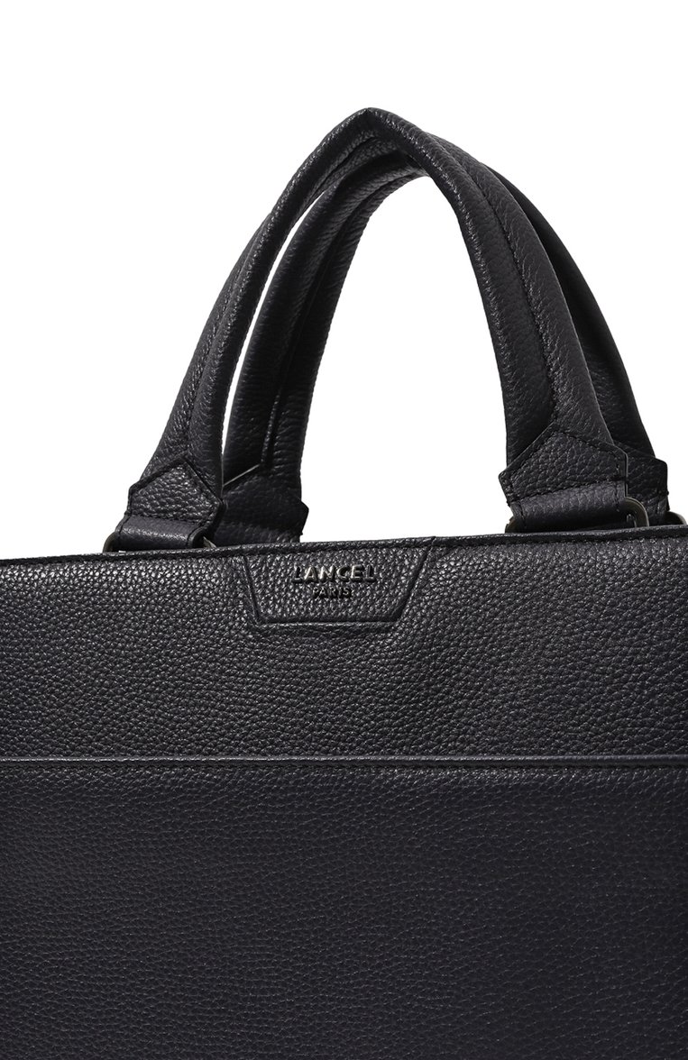 Мужская портфель come LANCEL темно-синего цвета, арт. A12874 | Фото 3 (Ремень/цепочка: На ремешке; Материал сплава: Проставлено; Драгоценные камни: Проставлено; Материал: Натуральная кожа; Размер: large; Сумки-технические: Портфели)