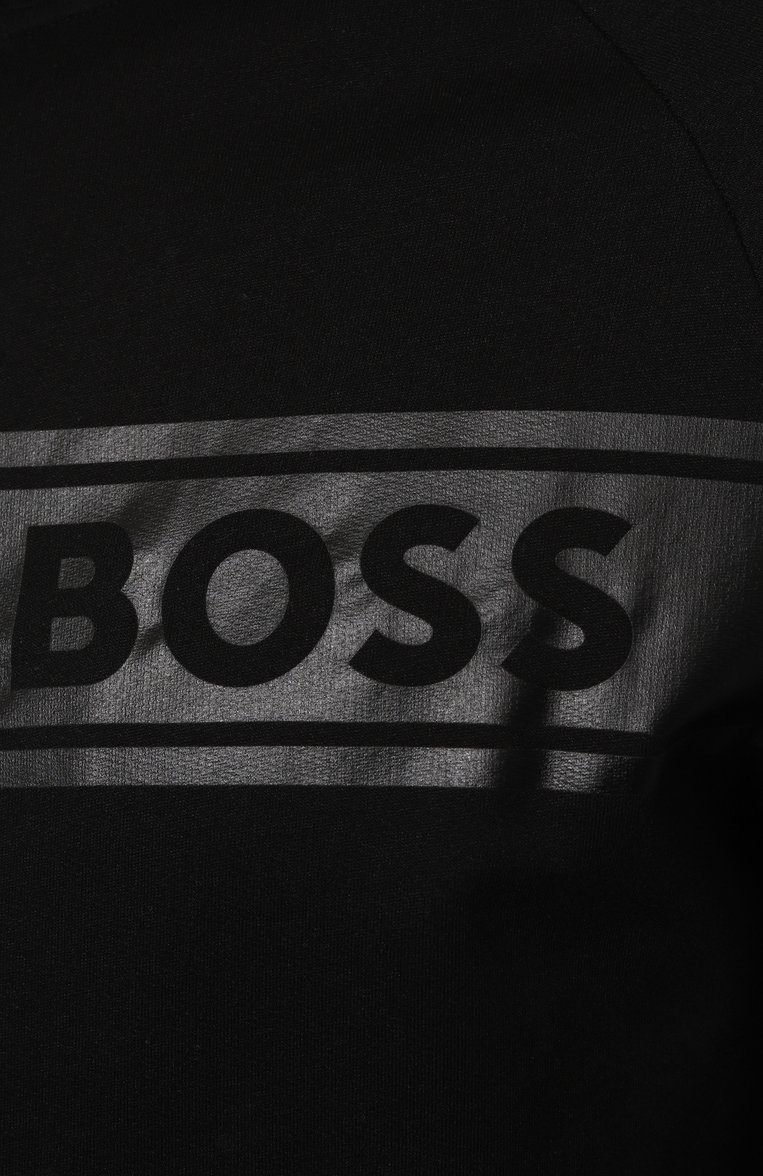Мужской хлопковая толстовка BOSS черного цвета, арт. 50510629 | Фото 5 (Рукава: Длинные; Материал внешний: Хлопок; Длина (для топов): Стандартные; Мужское Кросс-КТ: Толстовка-одежда; Стили: Спорт-шик)