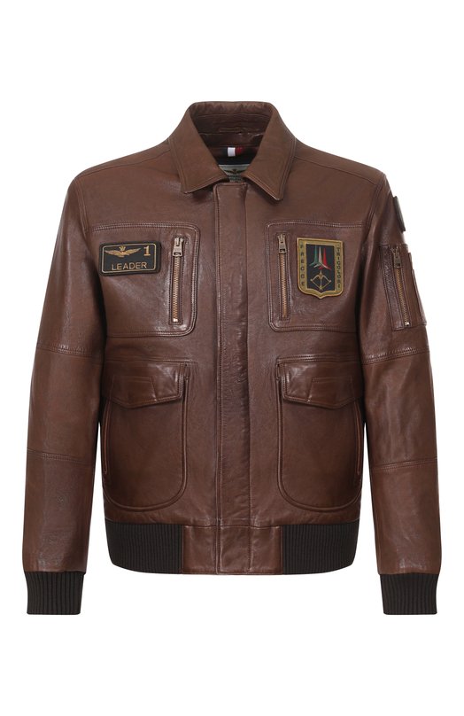 Кожаный бомбер Aeronautica Militare PN5058U100839 Коричневый PN5058U100839