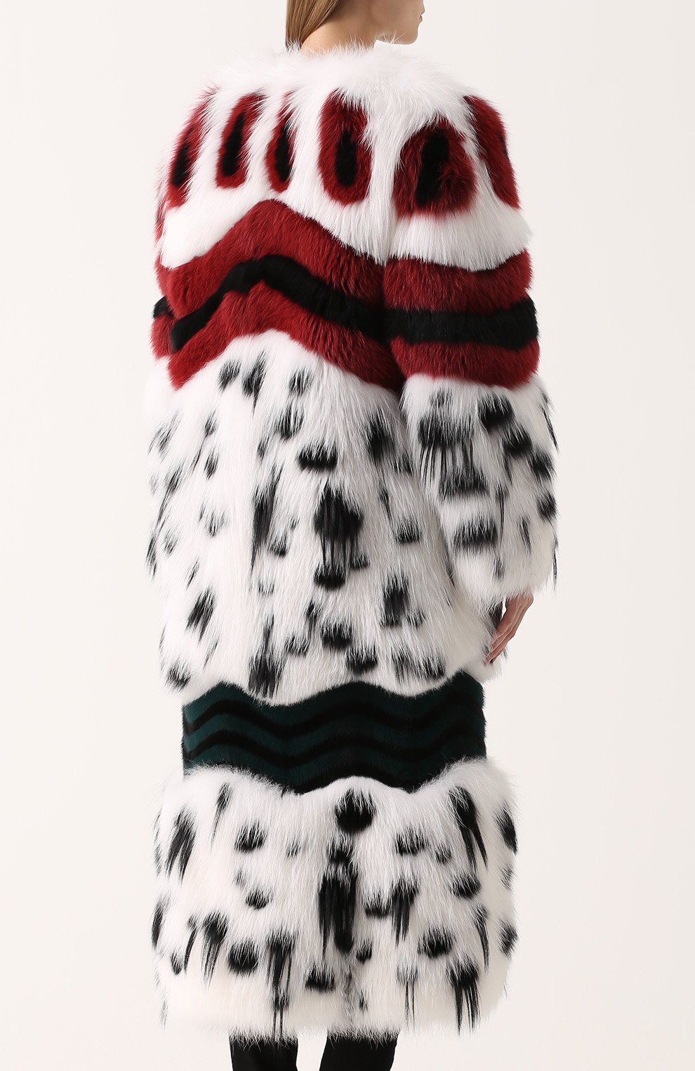 Удлиненная шуба из меха лисы с контрастной отделкой FENDI, арт. FNF86A/SDW, фото 4