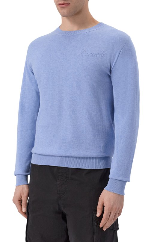 Хлопковый джемпер Dsquared2 S74HA1620/D13200 Голубой  S74HA1620/D13200 Фото 3