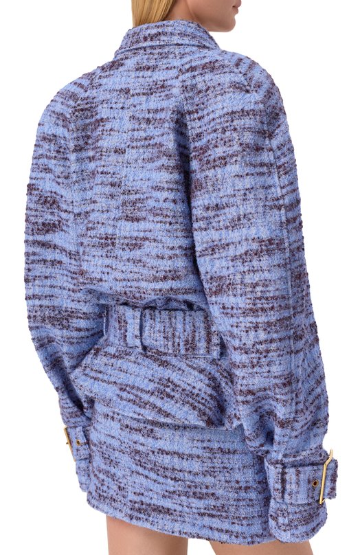 Твидовое полупальто ROWEN ROSE C0AT_RR164_XS/TWEED Голубой  C0AT_RR164_XS/TWEED Фото 4