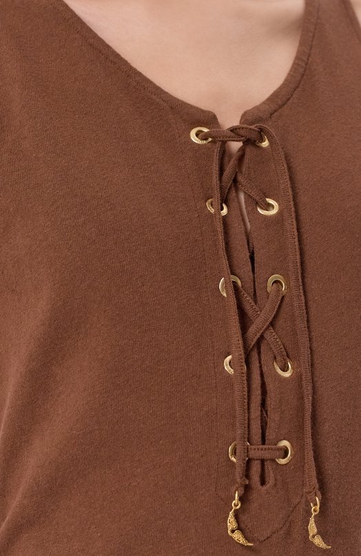 Майка из хлопка и льна Zadig and Voltaire JWTT01278 Коричневый  JWTT01278 Фото 5