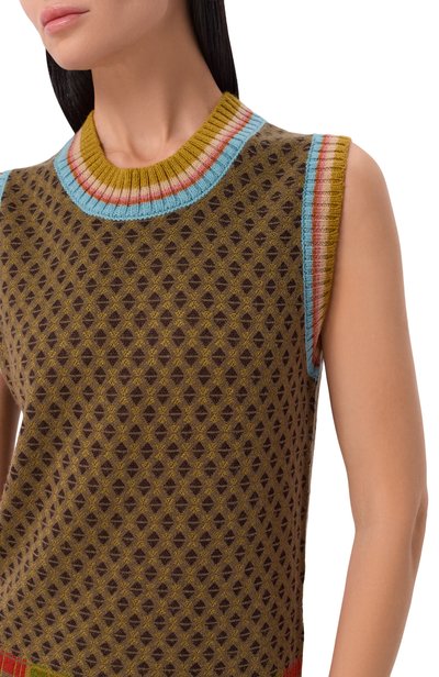 Жилет из шерсти и вискозы DRIES VAN NOTEN хаки цвета по цене 64850 руб., арт. 011235/4762, фото 5 Жилет из шерсти и вискозы DRIES VAN NOTEN, арт. 011235/4762, фото 5