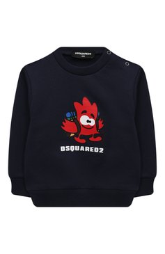 Детская хлопковый свитшот DSQUARED2 темно-синего цвета, арт. DQ1994/D009B | Фото 1 (Нос: Не проставлено; Материал сплава: Проставлено; Материал внешний: Хлопок)