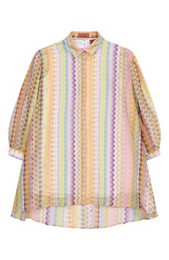 Детское платье из хлопка и шелка MISSONI разноцветного цвета, арт. MW1A60/K0216/6-10 | Фото 1 (Рукава: Длинные; Материал внешний: Хлопок; Материал подклада: Хлопок; Девочки Кросс-КТ: Платье-одежда; Случай: Повседневный; Ростовка одежда: 6 лет | 116 см, 8 лет | 128 см, 10 - 11 лет | 140 - 146см)