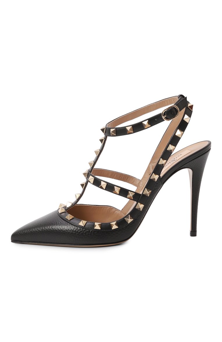 Женские кожаные туфли rockstud 100 VALENTINO черного цвета, арт. 6W2S0393/VCE | Фото 4 (Драгоценные камни: Проставлено; Каблук высота: Высокий; Материал сплава: Проставлено; Материал внешний: Натуральная кожа; Материал внутренний: Натуральная кожа; Подошва: Плоская; Каблук тип: Шпилька)