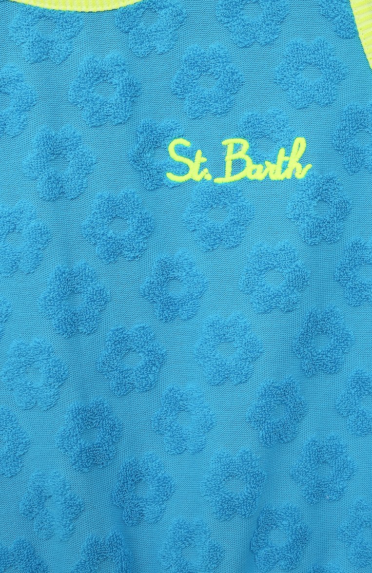 Детский хлопковый комбинезон MC2 SAINT BARTH голубого цвета, арт. STBK/MYRTILLE/00536D | Фото 3 (Материал внешний: Хлопок; Девочки Кросс-КТ: Комбинезон-одежда; Рукава: На бретелях, Без рукавов)