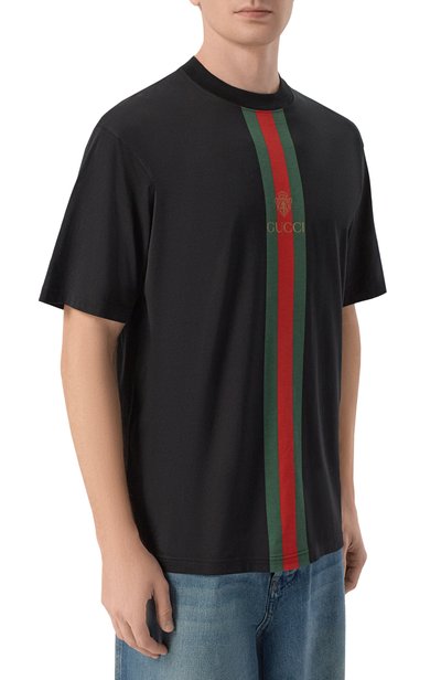 Хлопковая футболка GUCCI черного цвета по цене 79050 руб., арт. 864626/XJHYA, фото 3 Хлопковая футболка GUCCI, арт. 864626/XJHYA, фото 3