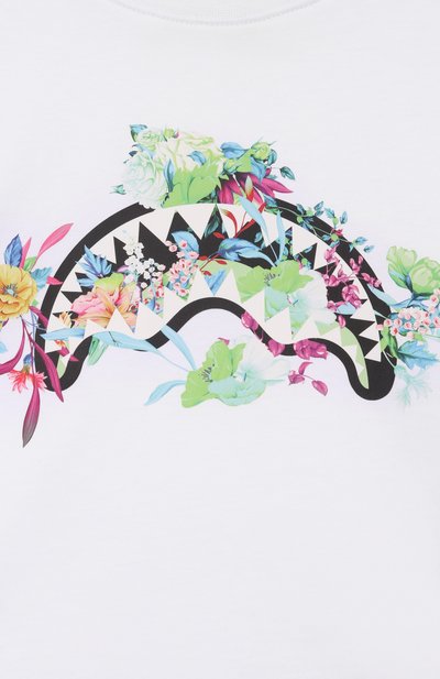 Хлопковая футболка SPRAYGROUND, арт. SPY961WHT/NE0N FL0RAL CR0P TSHIRT WHT J, фото 3