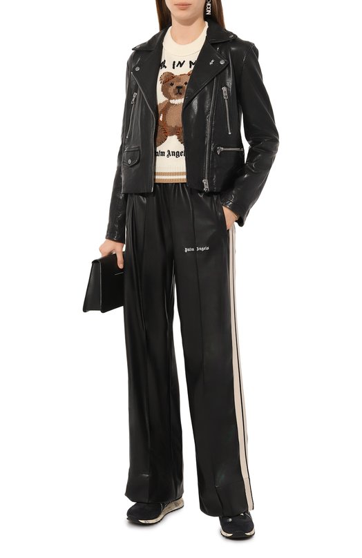 Брюки из экокожи Palm Angels PWCJ016F24FAB002 Чёрный  PWCJ016F24FAB002 Фото 2