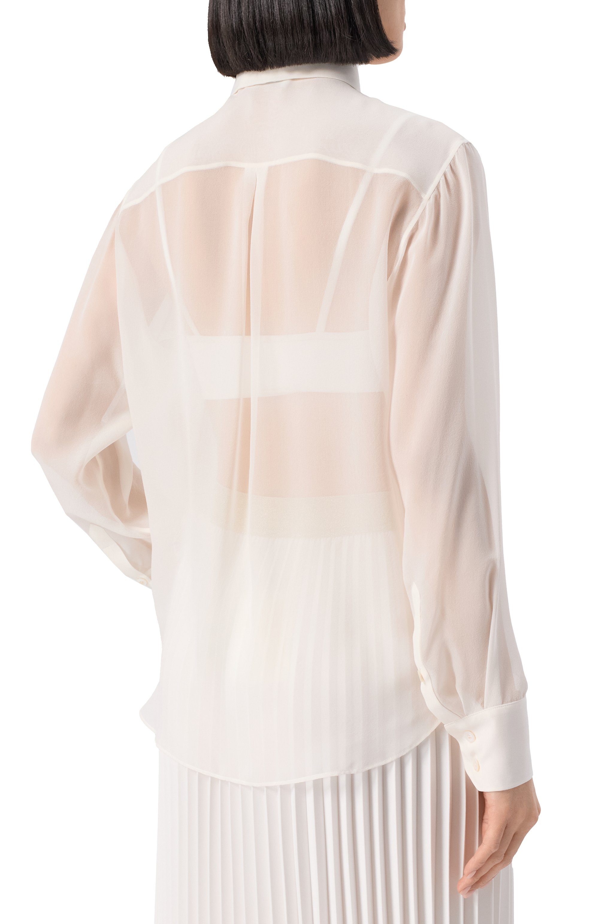 Шелковая рубашка LOUVE молочного цвета по цене 87000 руб., арт. 25-03-03-01-05-01-06, фото 4 Шелковая рубашка LOUVE, арт. 25-03-03-01-05-01-06, фото 4