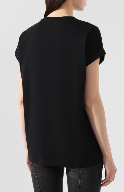 Хлопковая футболка BALMAIN черного цвета по цене 42050 руб., арт. RF11070/I043, фото 4 Хлопковая футболка BALMAIN, арт. RF11070/I043, фото 4