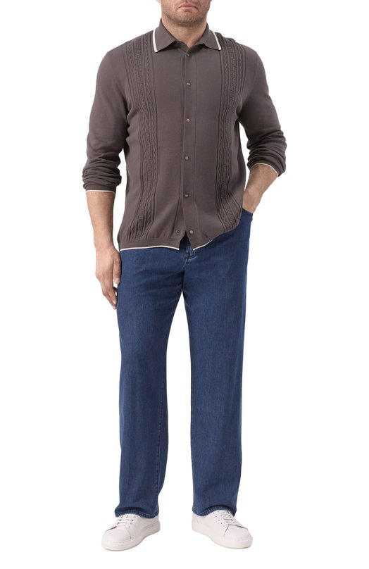 Хлопковая рубашка Brunello Cucinelli M29203405 Коричневый  M29203405 Фото 2