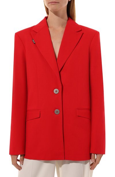 Хлопковый жакет WHO_AM красного цвета по цене 29900 руб., арт. FJ2-SV2210-RED, фото 3 Хлопковый жакет WHO_AM, арт. FJ2-SV2210-RED, фото 3