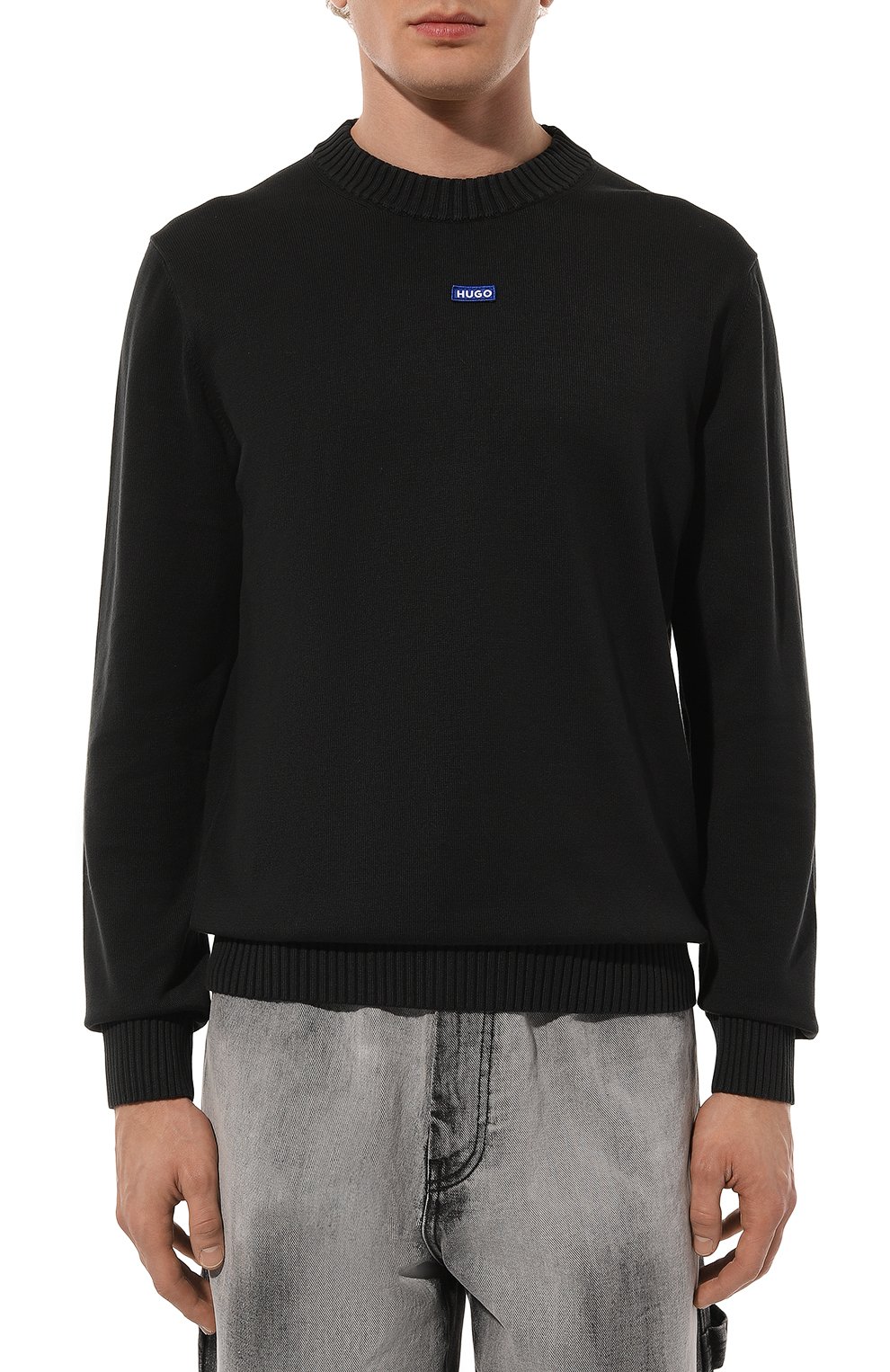 Хлопковый джемпер HUGO BLUE черного цвета по цене 14950 руб., арт. 50514698, фото 3 Хлопковый джемпер HUGO BLUE, арт. 50514698, фото 3
