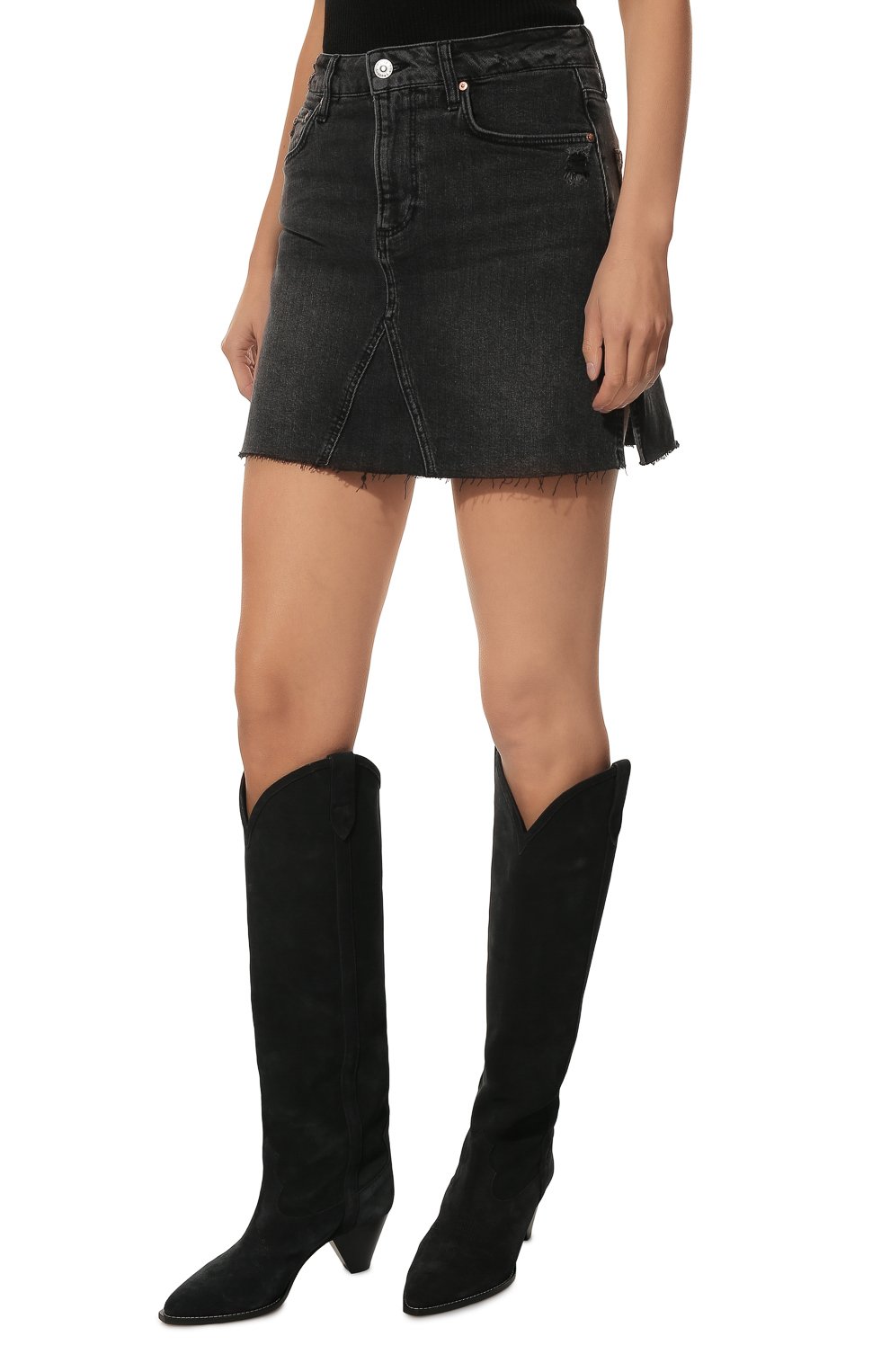 Джинсовая юбка PAIGE темно-серого цвета по цене 26900 руб., арт. 7219B80-5894, фото 3 Джинсовая юбка PAIGE, арт. 7219B80-5894, фото 3