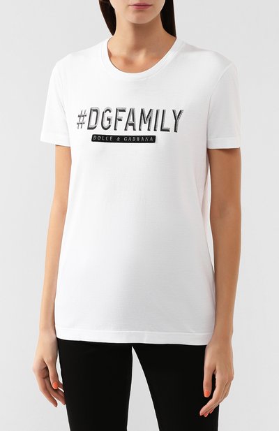 Хлопковая футболка DOLCE & GABBANA белого цвета по цене 58950 руб., арт. F8L61Z/G7TYN, фото 3 Хлопковая футболка DOLCE & GABBANA, арт. F8L61Z/G7TYN, фото 3