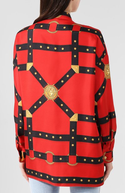 Шелковая рубашка VERSACE красного цвета по цене 134500 руб., арт. A84180/A231175, фото 4 Шелковая рубашка VERSACE, арт. A84180/A231175, фото 4