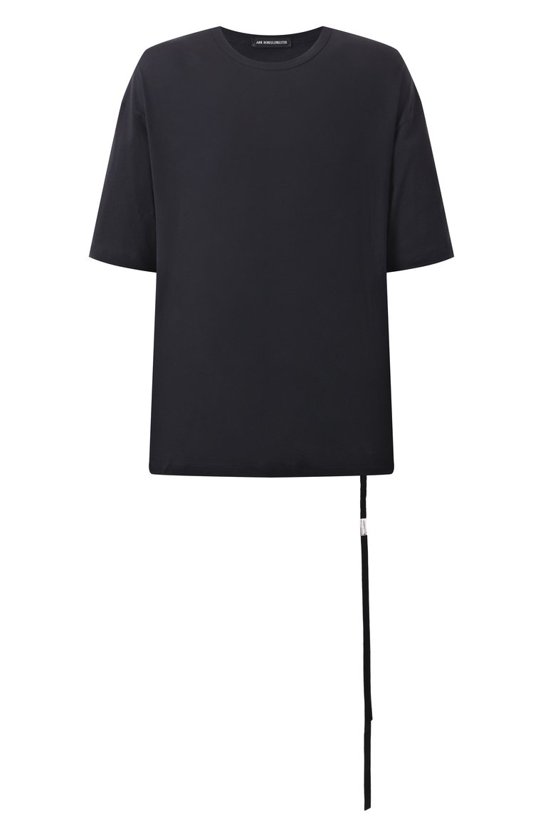 Мужская хлопковая футболка ANN DEMEULEMEESTER черного цвета, арт. B0012702/FA206 | Фото 1 (Рукава: 3/4; Длина (�для топов): Стандартные; Принт: С принтом; Стили: Минимализм; Материал внешний: Хлопок; Мужское Кросс-КТ: Футболка-одежда; Кросс-КТ: Джерси)
