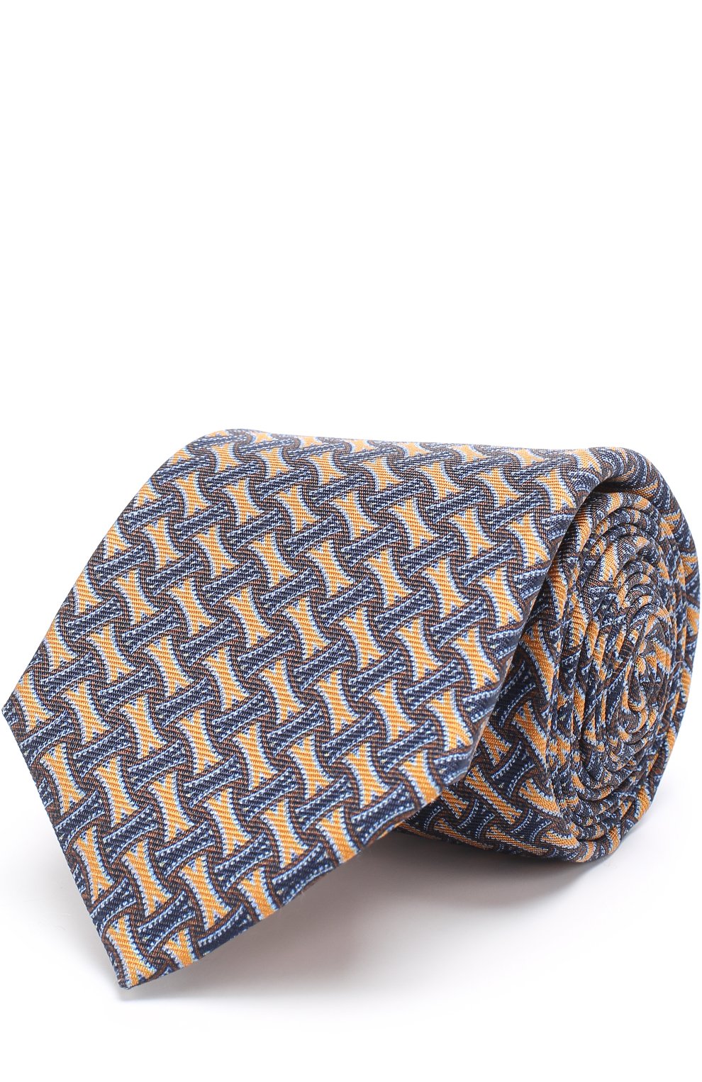 Шелковый галстук с узором TURNBULL & ASSER коричневого цвета по цене 13200 руб., арт. TIE002-BB401, фото 1 Шелковый галстук с узором TURNBULL & ASSER, арт. TIE002-BB401, фото 1