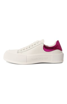 Женские кожаные кеды deck plimsoll ALEXANDER MCQUEEN белого цвета, арт. 716636/WICEL9993 | Фото 4 (Подошва: Платформа; Материал сплава: Проставлено; Драгоценные камни: Проставлено; Стили: Кэжуэл)