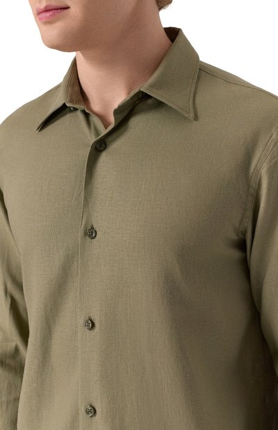 Рубашка изо льна и вискозы HINNOMINATE хаки цвета по цене 17550 руб., арт. HMABM01347, фото 5 Рубашка изо льна и вискозы HINNOMINATE, арт. HMABM01347, фото 5