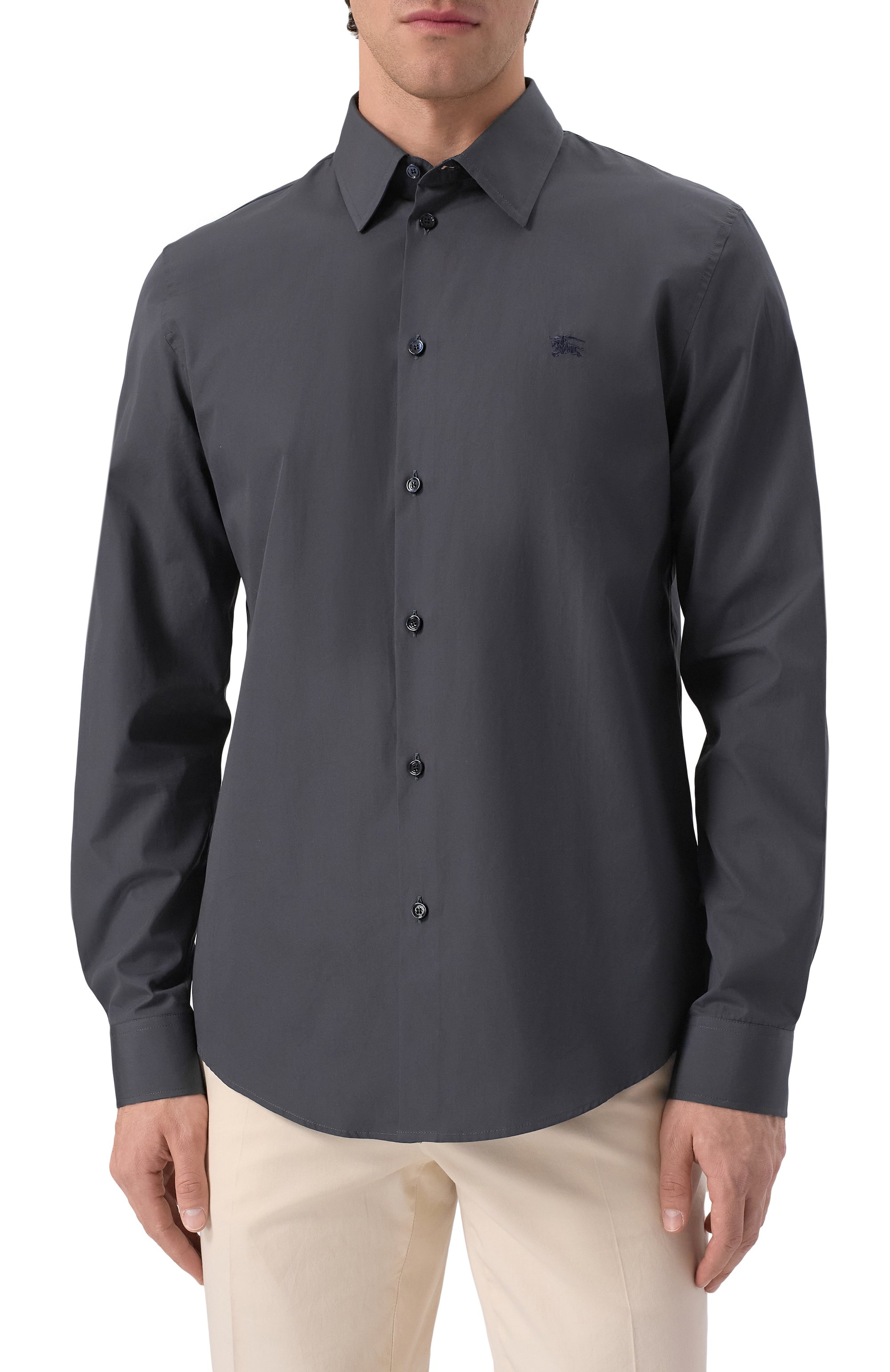 Хлопковая рубашка BURBERRY темно-синего цвета по цене 66550 руб., арт. 8105133, фото 3 Хлопковая рубашка BURBERRY, арт. 8105133, фото 3