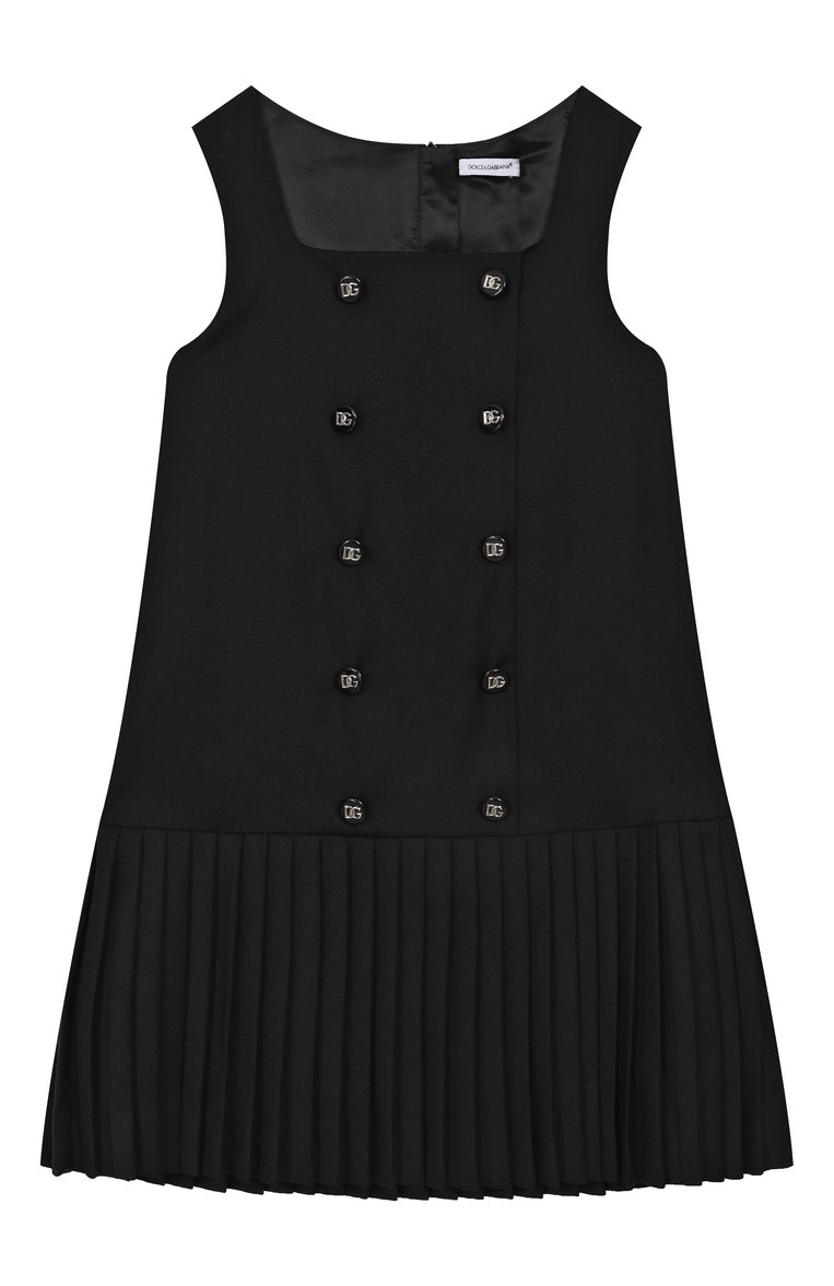 Детское шерстяной сарафан DOLCE & GABBANA черного цвета, арт. L54DE8/FUBD9/8-14 | Фото 1 (Материал подклада: Вискоза; Материал внешний: Шерсть; Девочки-школьная форма: Платья; Девочки Кросс-КТ: Сарафан-одежда; Рукава: Без рукавов; Ростовка одежда: 8 лет | 128 см, 16 лет | 164 см, 13 - 15 лет | 158 см)