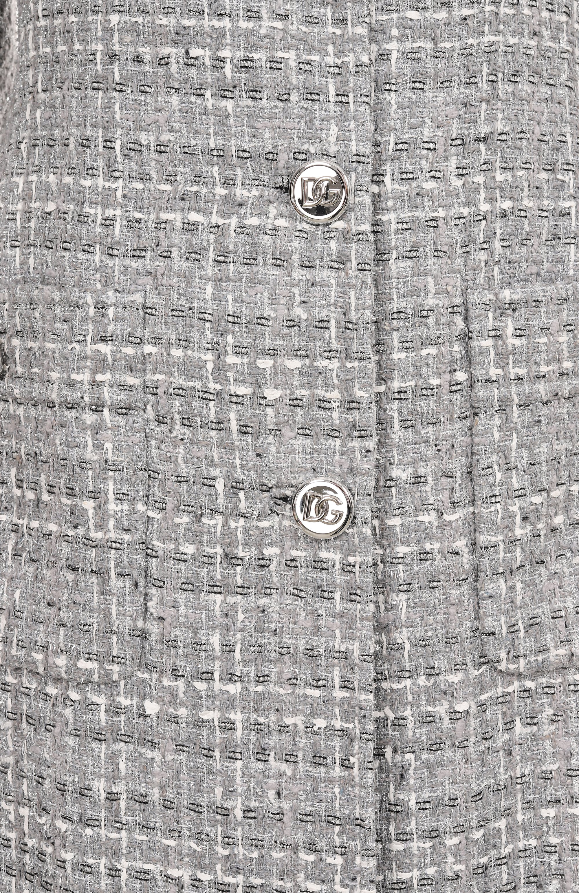 Твидовое пальто DOLCE & GABBANA светло-серого цвета по цене 499500 руб., арт. F0F1ST/FQ0AB, фото 6 Твидовое пальто DOLCE & GABBANA, арт. F0F1ST/FQ0AB, фото 6