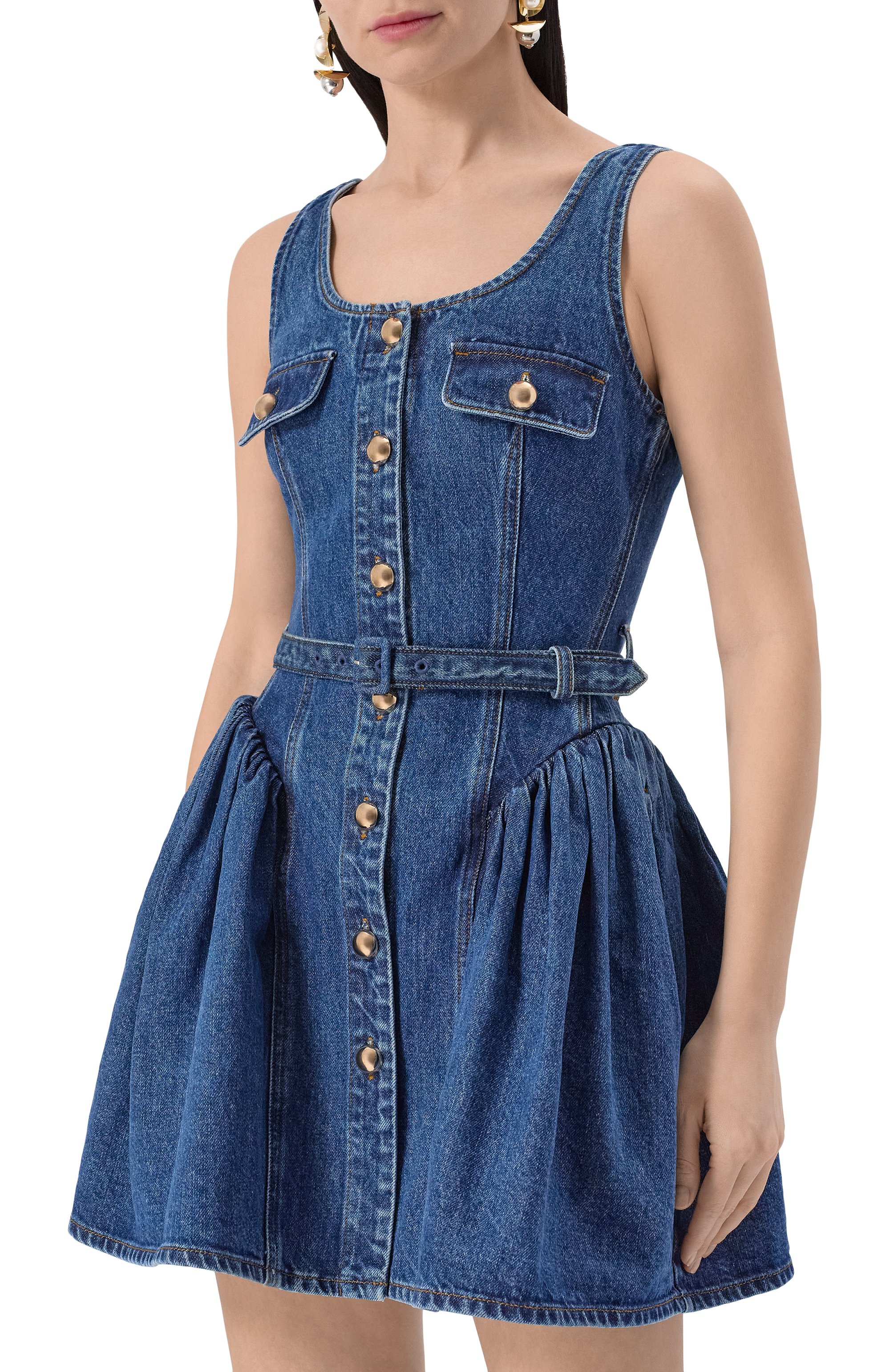 Джинсовое платье SELF-PORTRAIT синего цвета по цене 48050 руб., арт. RS25800SBL, фото 3 Джинсовое платье SELF-PORTRAIT, арт. RS25800SBL, фото 3