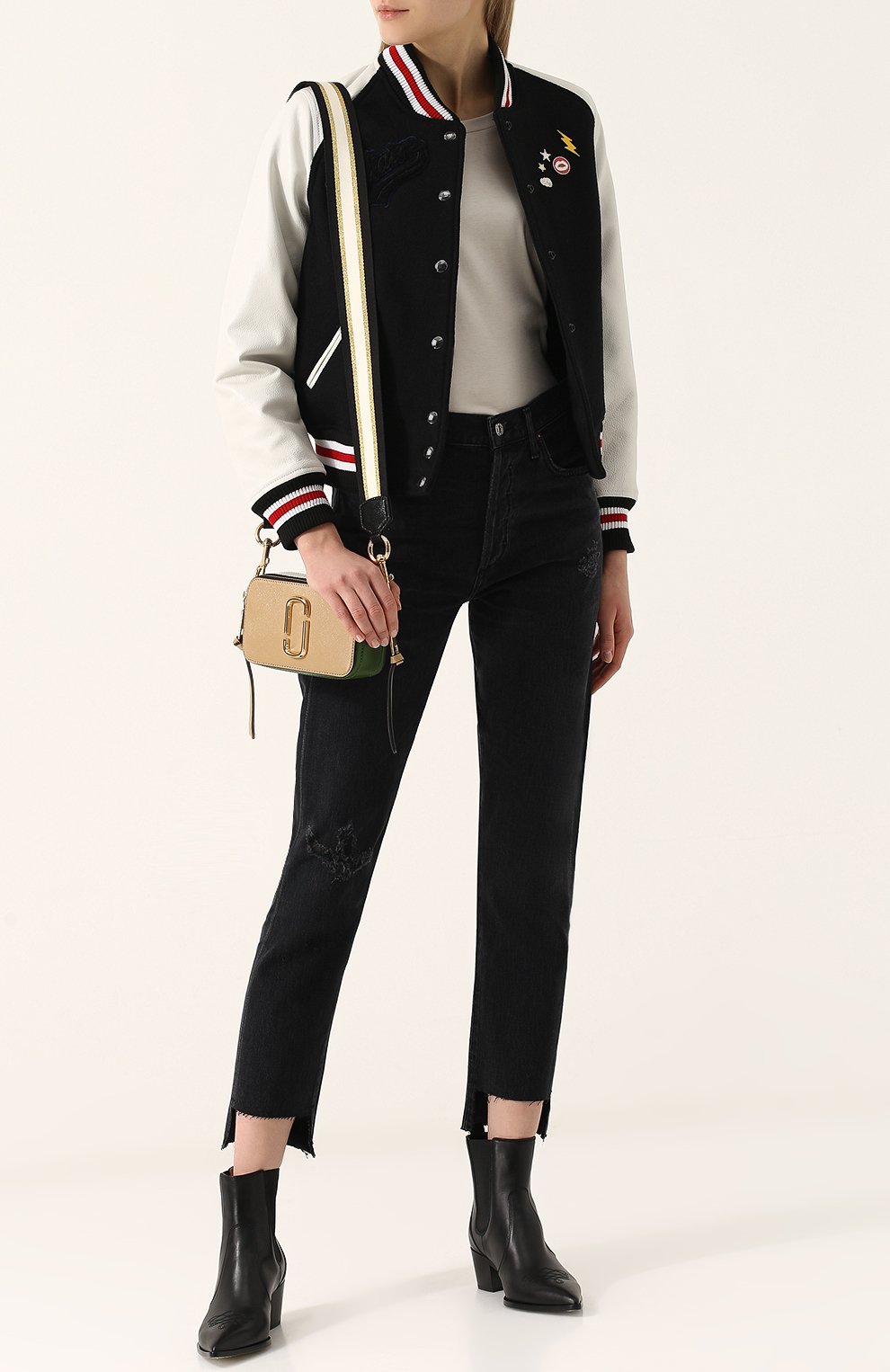 Шерстяной бомбер с контрастными кожаными рукавами ZADIG AND VOLTAIRE черно-белого цвета по цене 57450 руб., арт. SGCU3401F, фото 2 Шерстяной бомбер с контрастными кожаными рукавами ZADIG AND VOLTAIRE, арт. SGCU3401F, фото 2